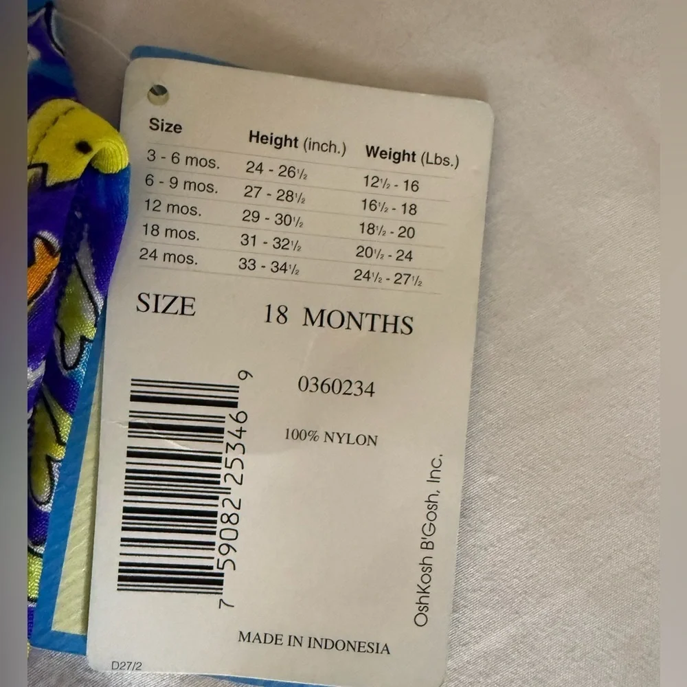 Oshkosh Colorful Fish‎ Print Baby Swim Trunks Size 18M